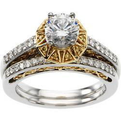 14K Two Tone Gold Diamond Bridal Engagement Band Ringtwo 