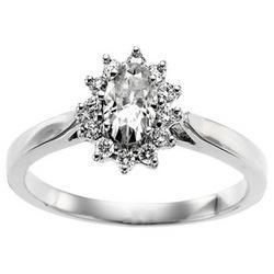 14K White Gold Created Moissanite & Diamond Ringwhite 