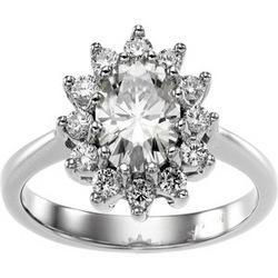 14K White Gold Created Moissanite & Diamond Ringwhite 