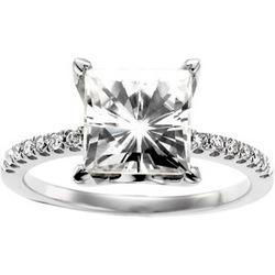 14K White Gold Created Moissanite & Diamond Ringwhite 