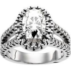 14K White Gold Created Moissanite & Diamond Ringwhite 
