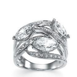 14K White Gold Created Moissanite & Diamond Ringwhite 