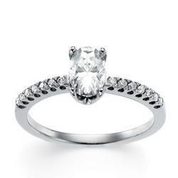 14K White Gold Created Moissanite & Diamond Ringwhite 