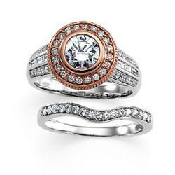 14K White & Rose Gold Diamond Semi Mount Engagement Ringwhite 