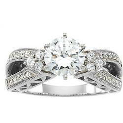 14K White Gold Diamond Semi Mount Engagement Ringwhite 