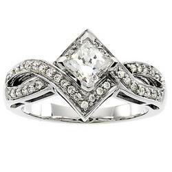 14K White Gold Diamond Semi Mount Engagement Ringwhite 