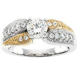 14K Two Tone Gold Diamond Semi Mount Engagement Ringtwo 