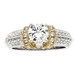 14K Two Tone Gold Diamond Semi Mount Engagement Ringtwo 