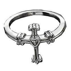 14K White Gold Diamond Cross Ring - Size 6white 