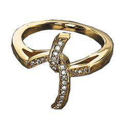 14K Yellow Gold Diamond Cross Ring - Size 6yellow 