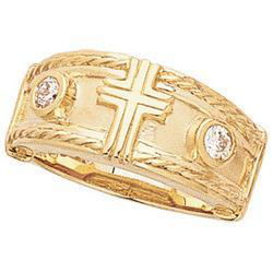 14K Yellow Gold Diamond Cross Ringyellow 