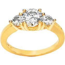 14K Yellow Gold Created Moissanite 3 Stone Engagement Ringyellow 