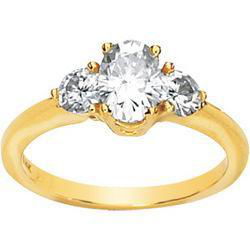 14K White Gold Created Moissanite 3 Stone Engagement Ringwhite 
