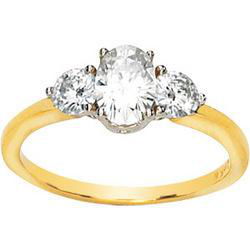 14K Yellow Gold Created Moissanite 3 Stone Engagement Ringyellow 