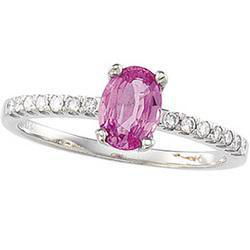 14K White Gold Pink Sapphire & Diamond Ringwhite 