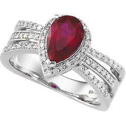 14K White Gold Chatham Created Ruby & Diamond Ringwhite 