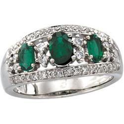 14K White Gold Emerald & Diamond Ringwhite 