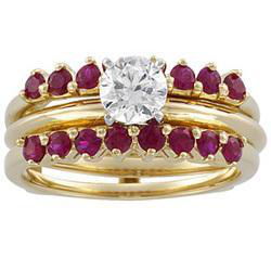 14K Yellow Gold Ruby Bridal Ring Guardyellow 