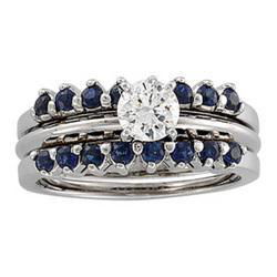 14K White Gold Sapphire Bridal Ring Guardwhite 
