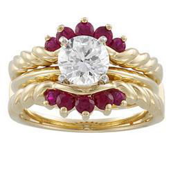 14K Yellow Gold Ruby Bridal Ring Guardyellow 