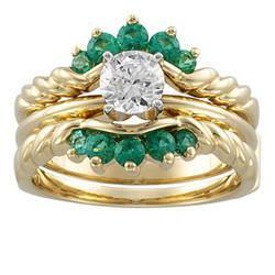 14K Yellow Gold Emerald Bridal Ring Guardyellow 