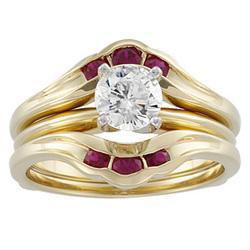 14K Yellow Gold Ruby Bridal Ring Guardyellow 