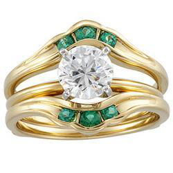 14K Yellow Gold Emerald Bridal Ring Guardyellow 