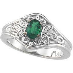 14K White Gold Emerald & Diamond Ringwhite 