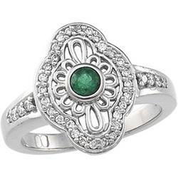 14K White Gold Emerald & Diamond Ringwhite 