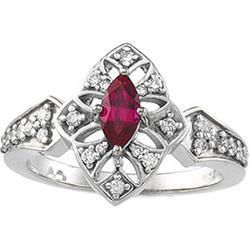 14K White Gold Chatham Created Ruby & Diamond Ringwhite 