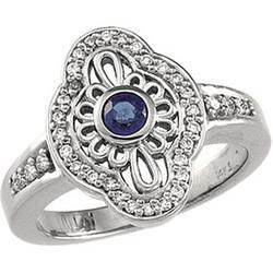 14K White Gold Sapphire & Diamond Ringwhite 