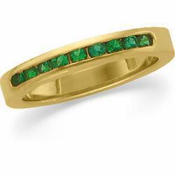 14K Yellow Gold Emerald Band Ringyellow 