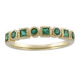 14K Yellow Gold Emerald Bridal Anniversary Band Ringyellow 