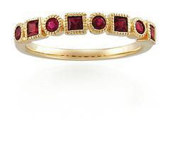14K Yellow Gold Ruby Bridal Anniversary Band Ringyellow 