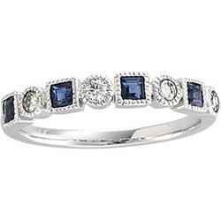 14K White Gold Sapphire & Diamond Bridal Anniversary Band Ringwhite 