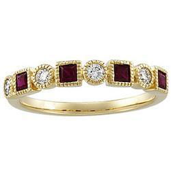 14K Yellow Gold Ruby & Diamond Band Ringyellow 
