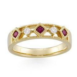 14K Yellow Gold Ruby & Diamond Bridal  Band Ringyellow 