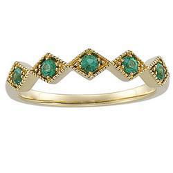 14K Yellow Gold Emerald Band Ringyellow 