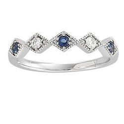 14K White Gold Sapphire & Diamond Band Ringwhite 