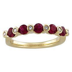 14K Yellow Gold Ruby & Diamond Anniversary Band Ringyellow 