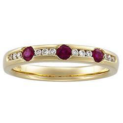 14K Yellow Gold Ruby & Diamond Anniversary Band Ringyellow 