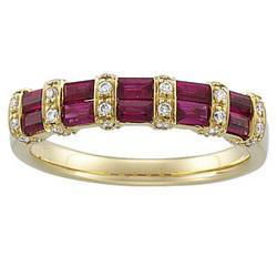 14K Yellow Gold Ruby & Diamond Anniversary Band Ringyellow 