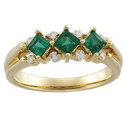 14K Yellow Gold Emerald & Diamond Anniversary Band Ringyellow 