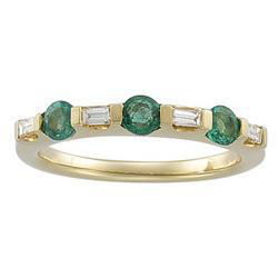 14K Yellow Gold Emerald & Diamond Anniversary Band Ringyellow 