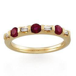 14K Yellow Gold Ruby & Diamond Anniversary Band Ringyellow 