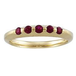 14K Yellow Gold Ruby 5 Stone Anniversary Band Ringyellow 