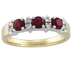 14K Two Tone Gold Ruby & Diamond Anniversary Band Ringtwo 
