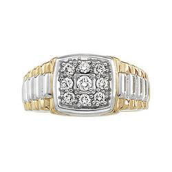 14K Two Tone Gold Men's Diamond Ringtwo 