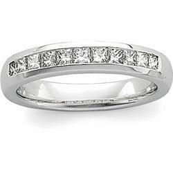 14K White Gold Men's Princess Cut Diamond Band Ringwhite 