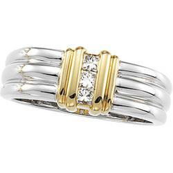 14K Two Tone Gold Men's Diamond Ringtwo 